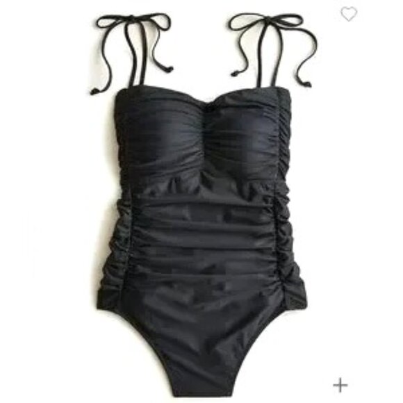 J. Crew Other - Women's J.Crew Ruched Tie Shoulder One Piece Swimsuit | Black | Size 6 | NWT